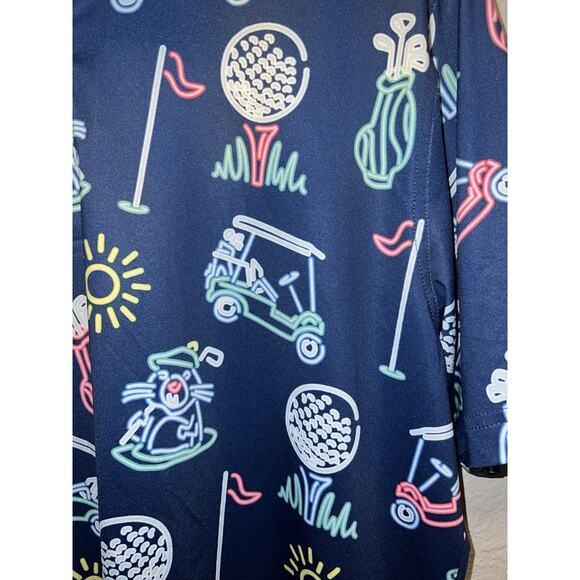 Chubbies The Liberty Cup Neon Lights Performance Polo Navy Blue Size M - Picture 2 of 8